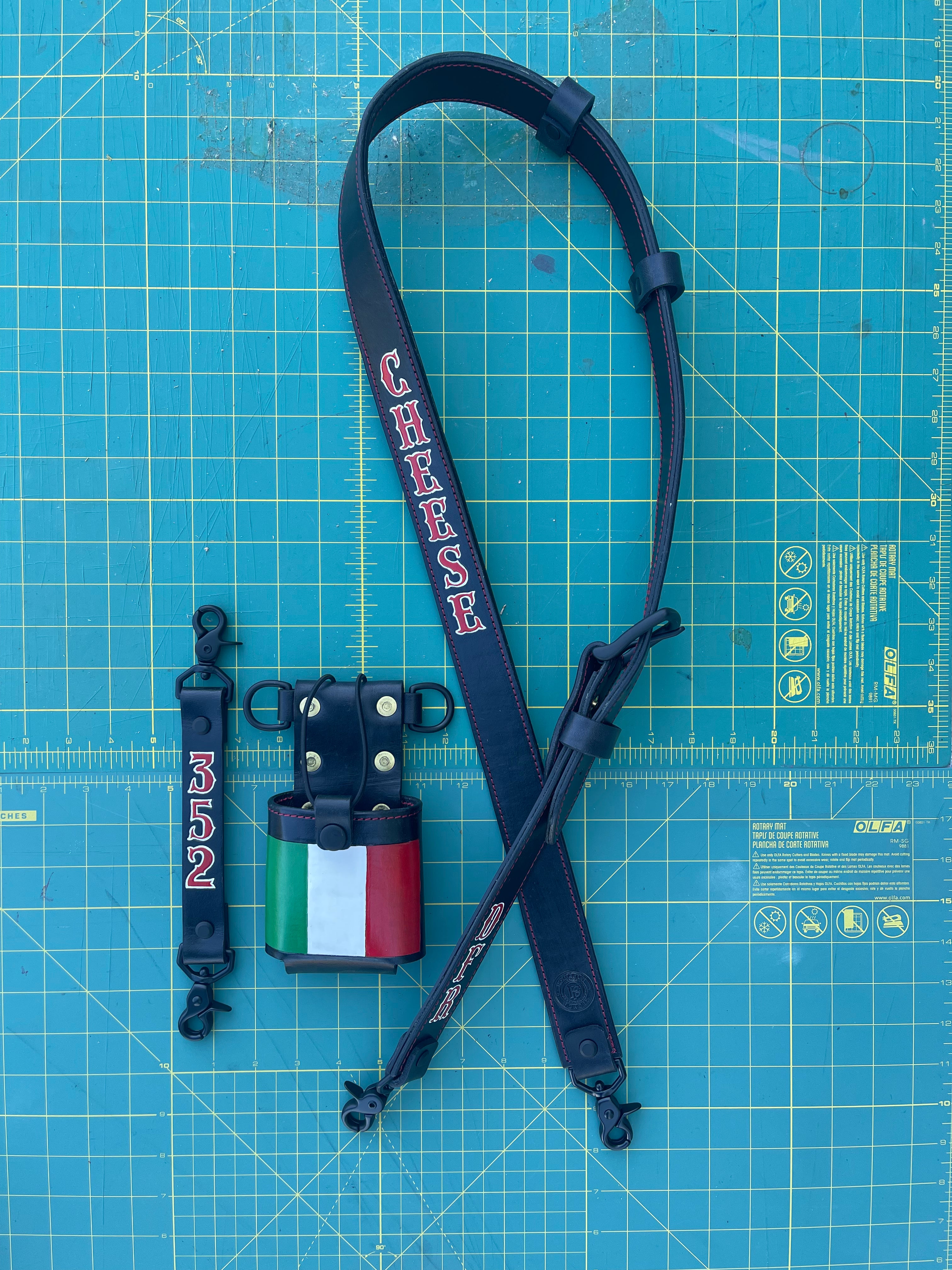 Leather Radio Strap Set with Custom Design Holster