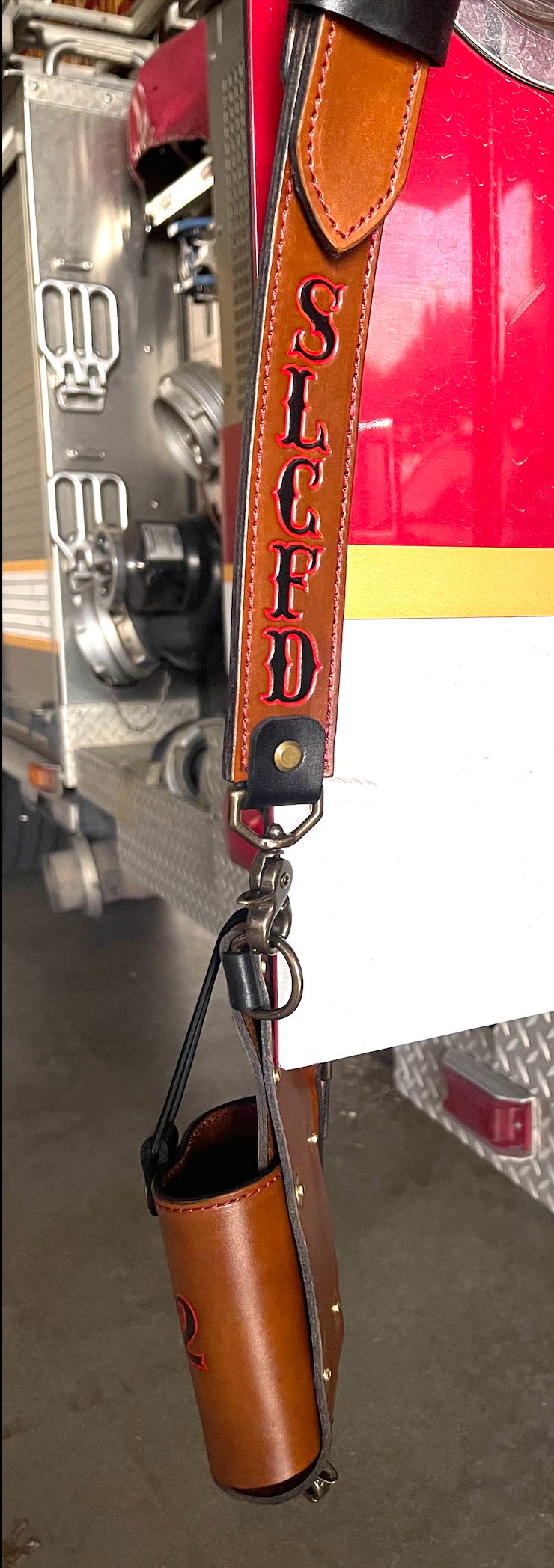 Leather Radio Strap Set (Cognac and black accent)