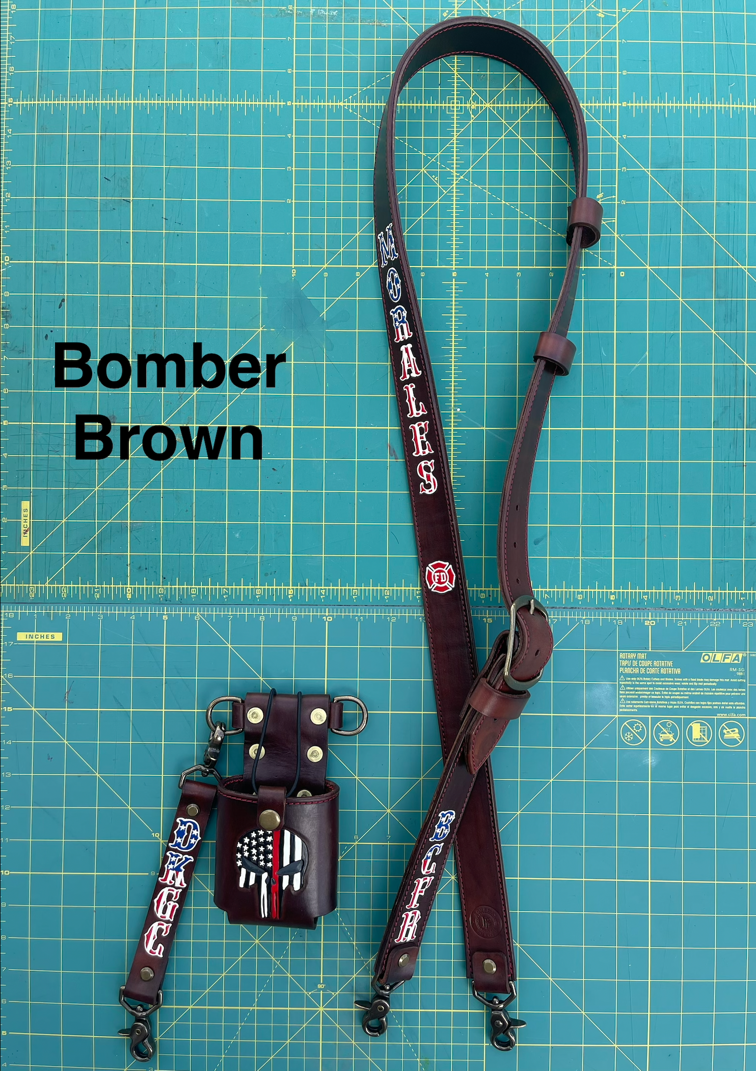 Leather Radio Strap Set with Custom Design Holster