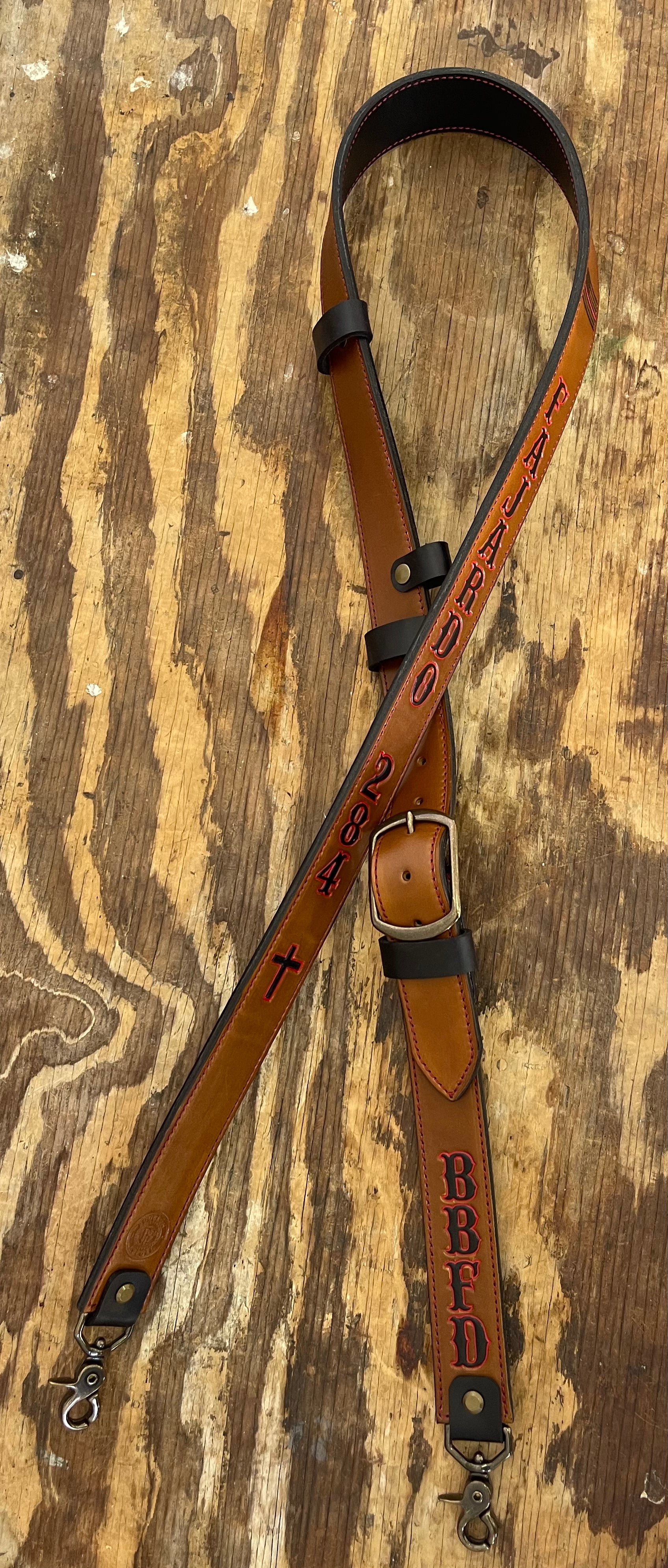 Leather Radio Strap Set (Cognac and black accent)