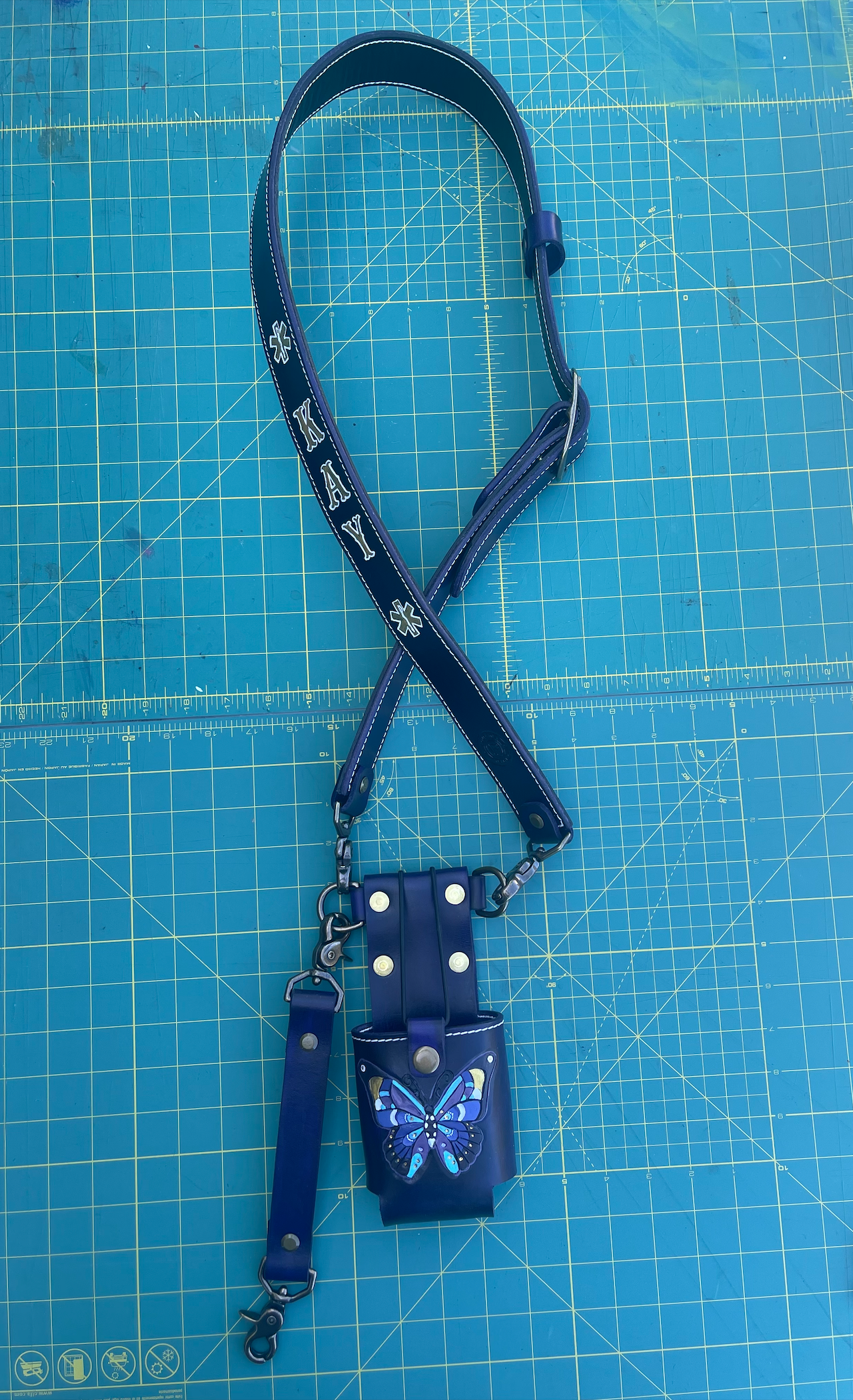 Leather Radio Strap Set with Custom Design Holster